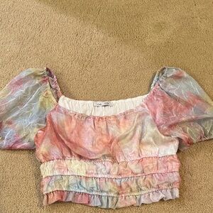 Colorful Puff Sleeve Blouse